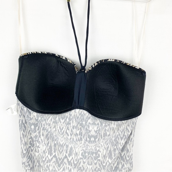 BADGLEY MISCHKA Zara Halter Tankini Top Black Tan white size 10 - Picture 13 of 15